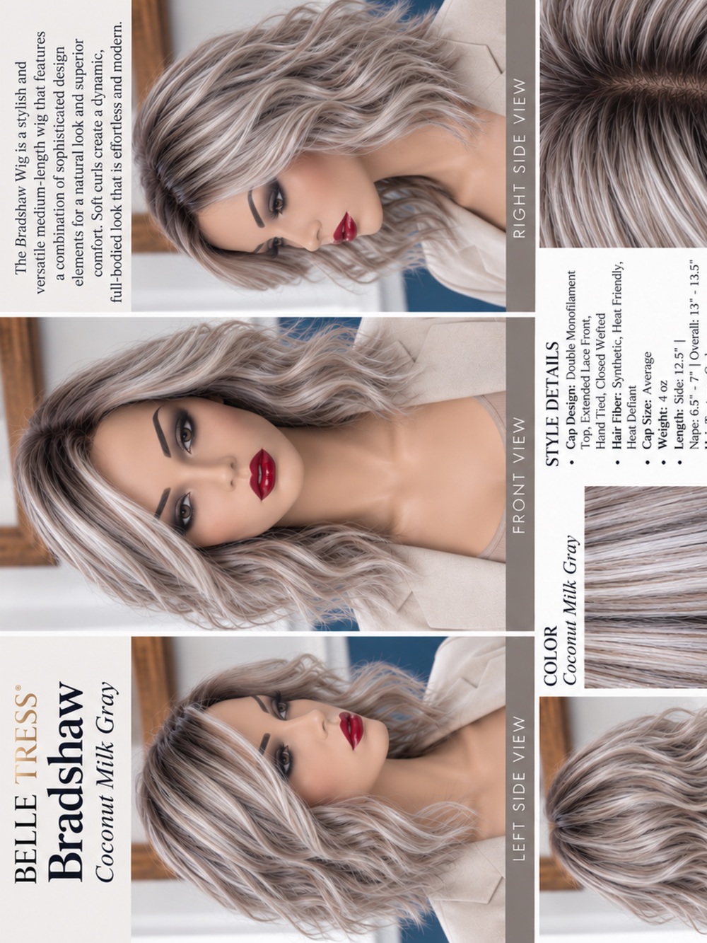 Belle Tress Bradshaw in Coconut Milk Gray. LUXE Collection